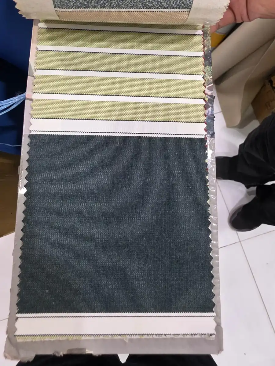 Polyspun Canvas — Charcoal with olive and pale pink stripes