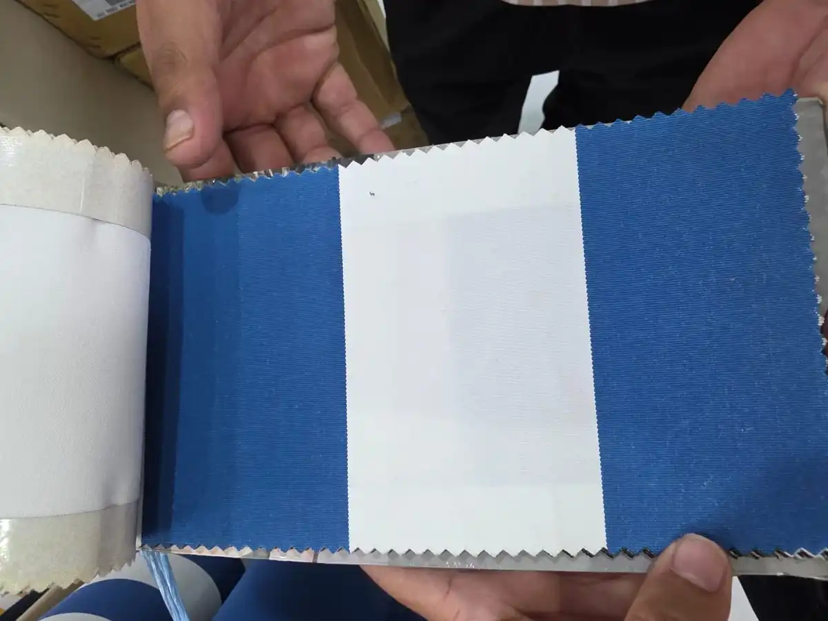 Polyspun Canvas — Denim blue and white broad stripes