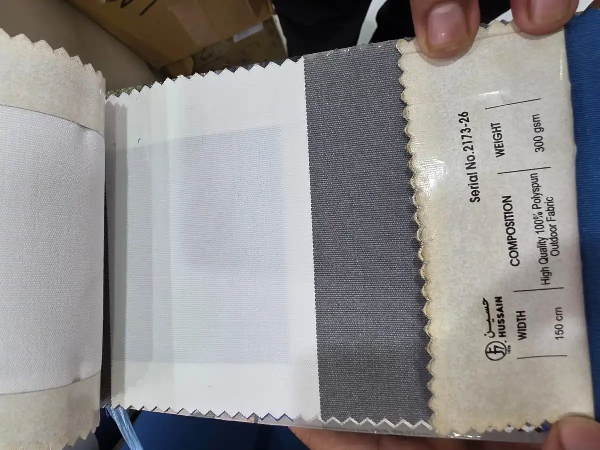 Polyspun Canvas — White and slate grey broad stripes