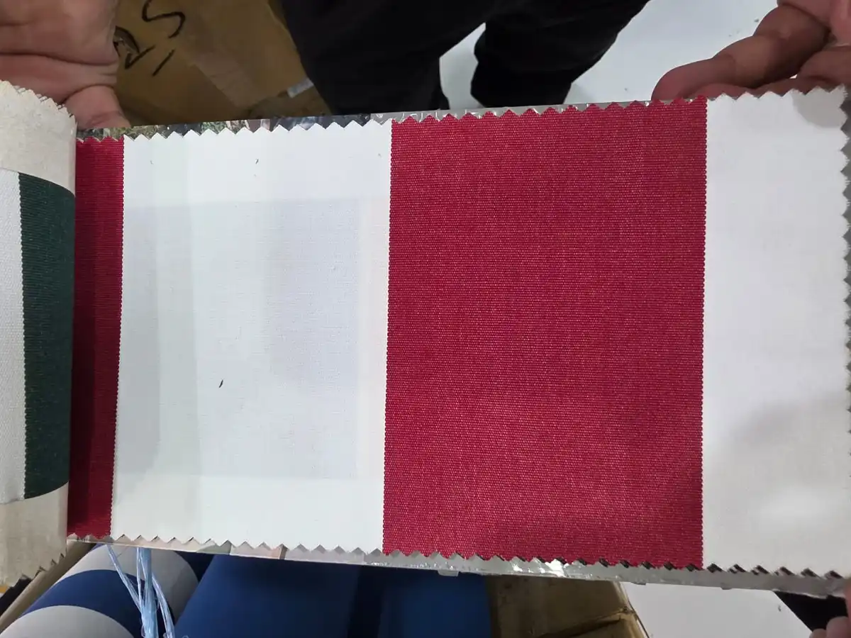 Polyspun Canvas — Red and white broad stripes