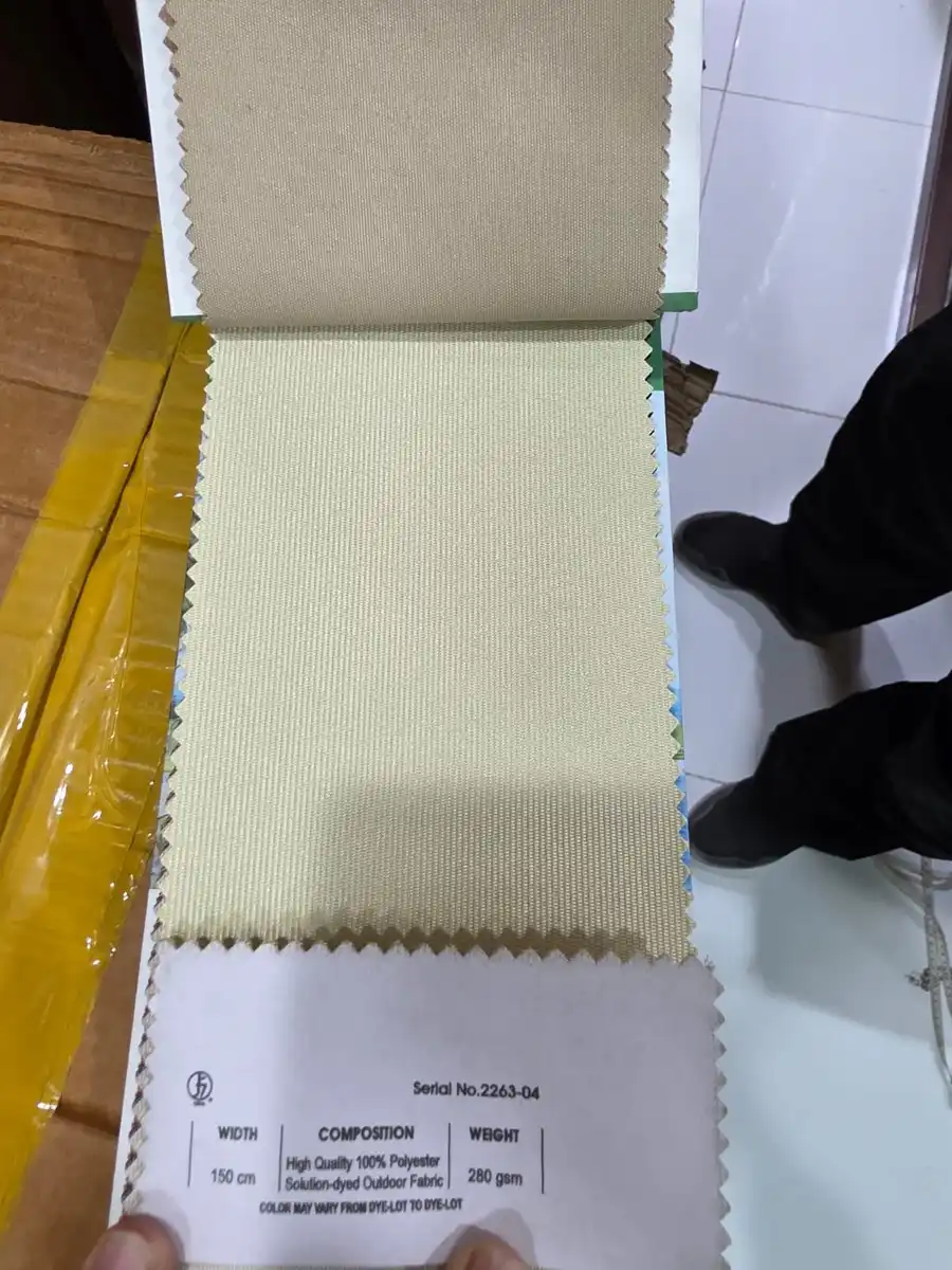 Solution-Dyed Polyester Fabric — Pale yellow cream