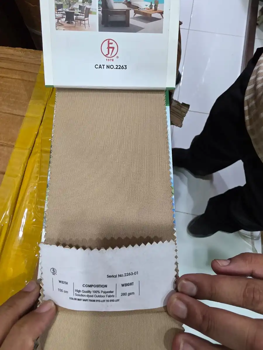 Solution-Dyed Polyester Fabric — Sand beige