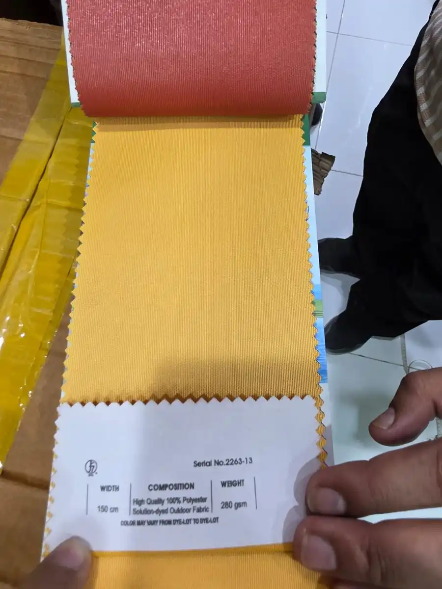 Solution-Dyed Polyester Fabric — Golden mustard yellow