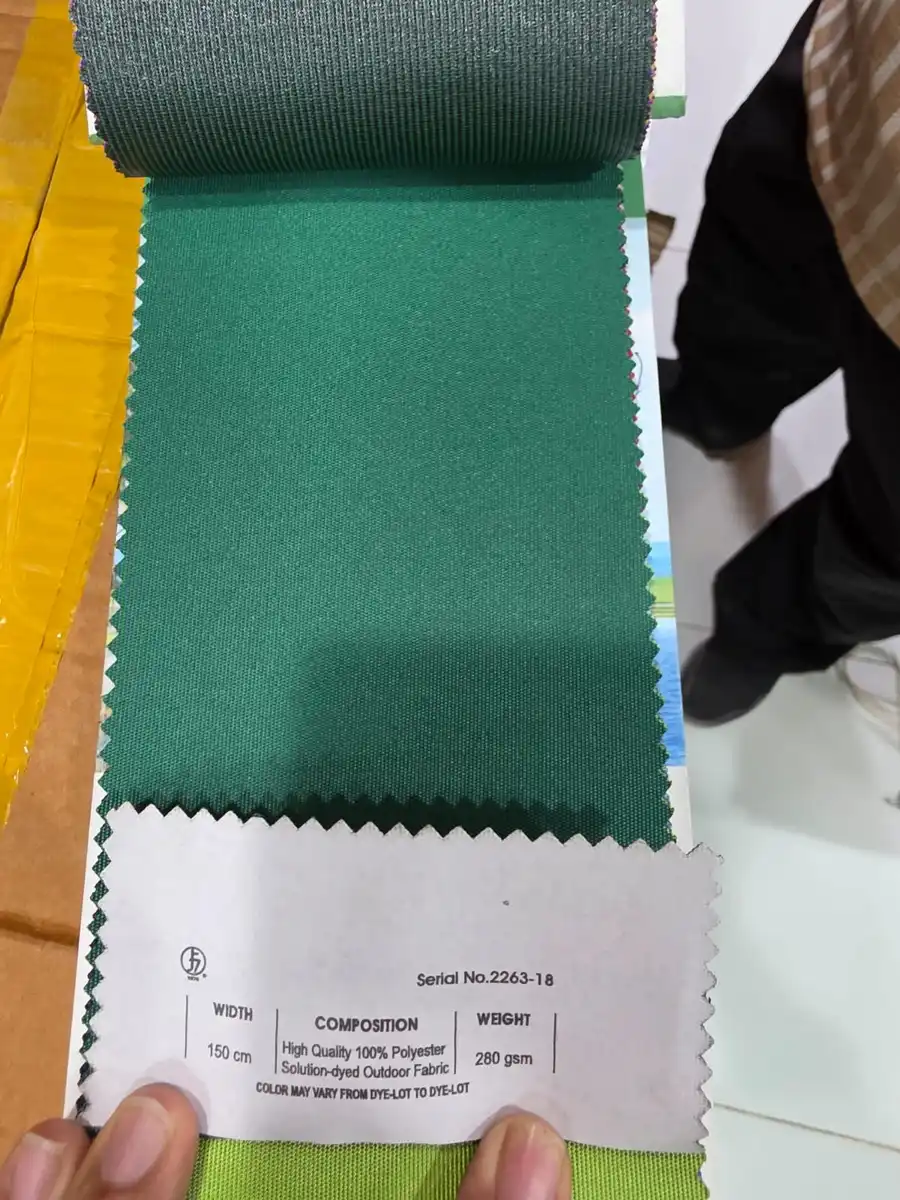 Solution-Dyed Polyester Fabric — Emerald green