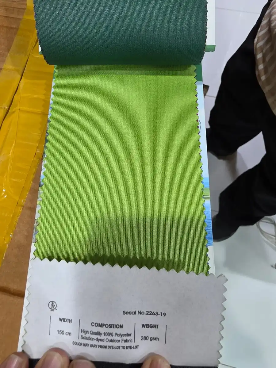 Solution-Dyed Polyester Fabric — Lime green