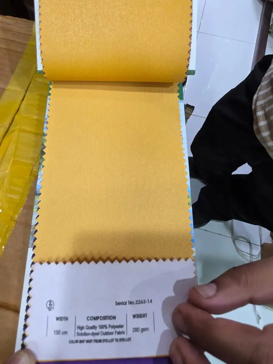 Solution-Dyed Polyester Fabric — Warm golden yellow