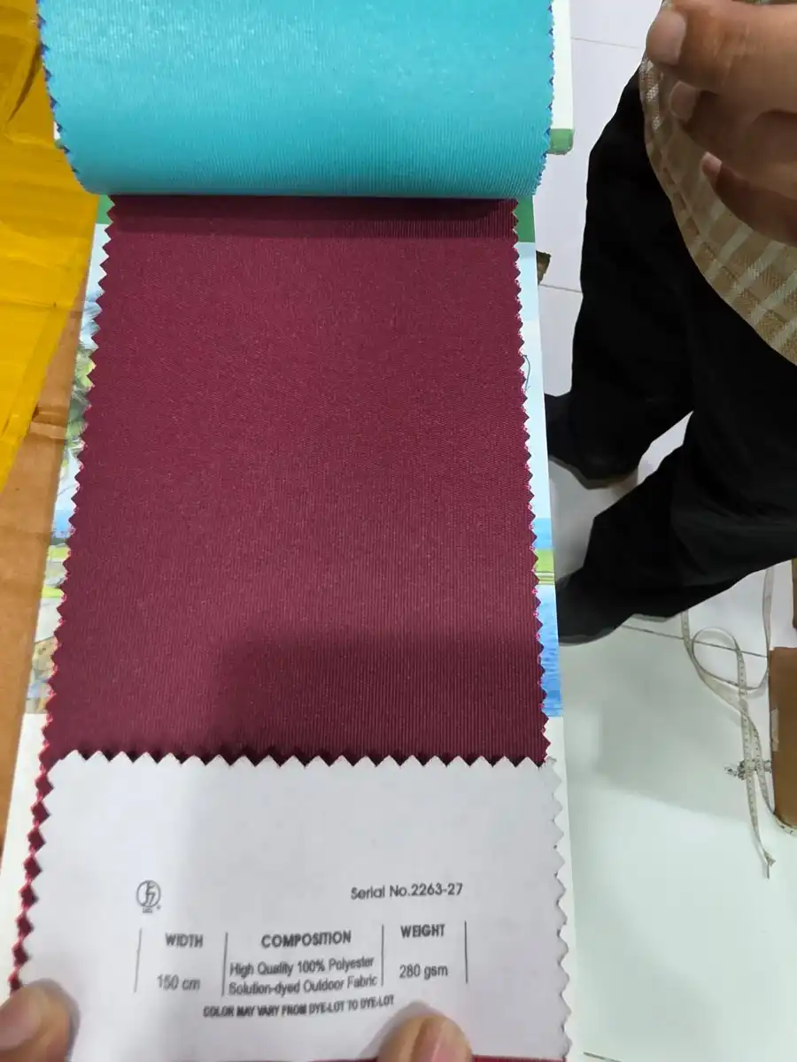 Solution-Dyed Polyester Fabric — Burgundy