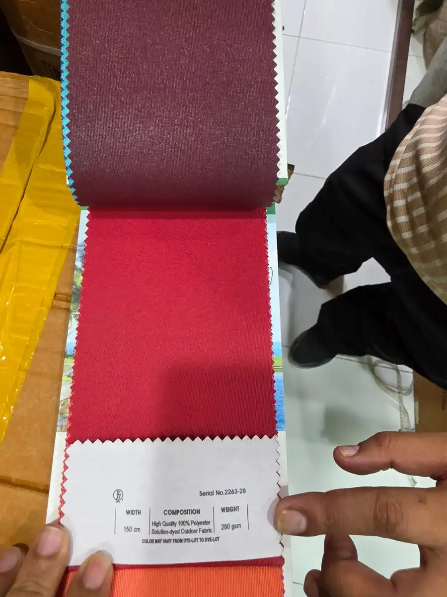 Solution-Dyed Polyester Fabric — Red