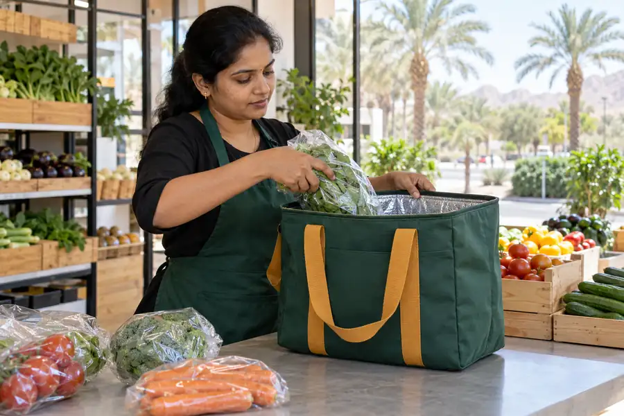 Thermal bags supplier Al Ain — illustrative grocery cooler packing