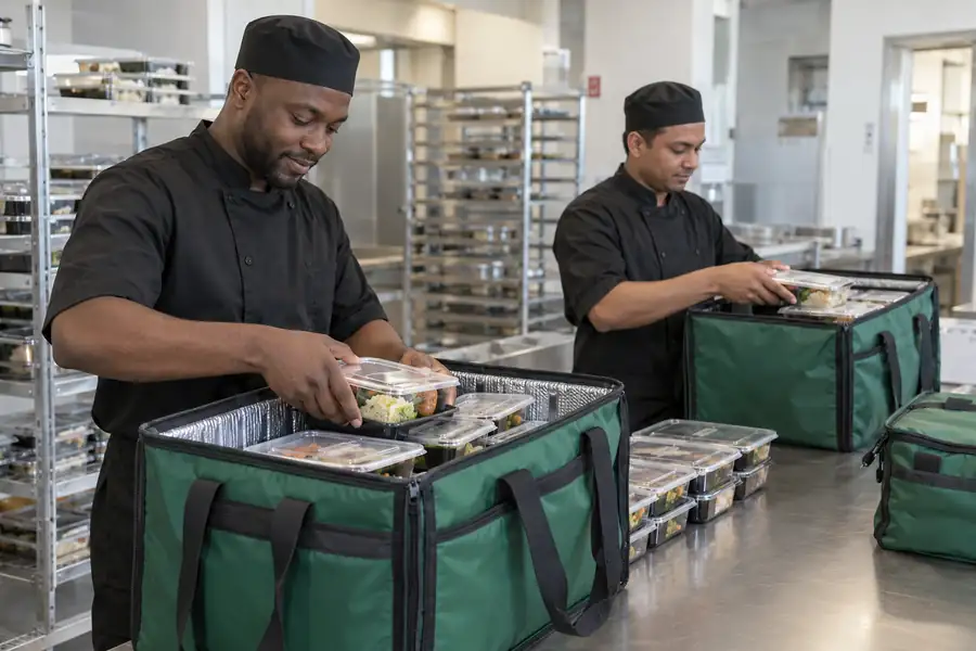 Thermal food bags for hospital catering meal logistics