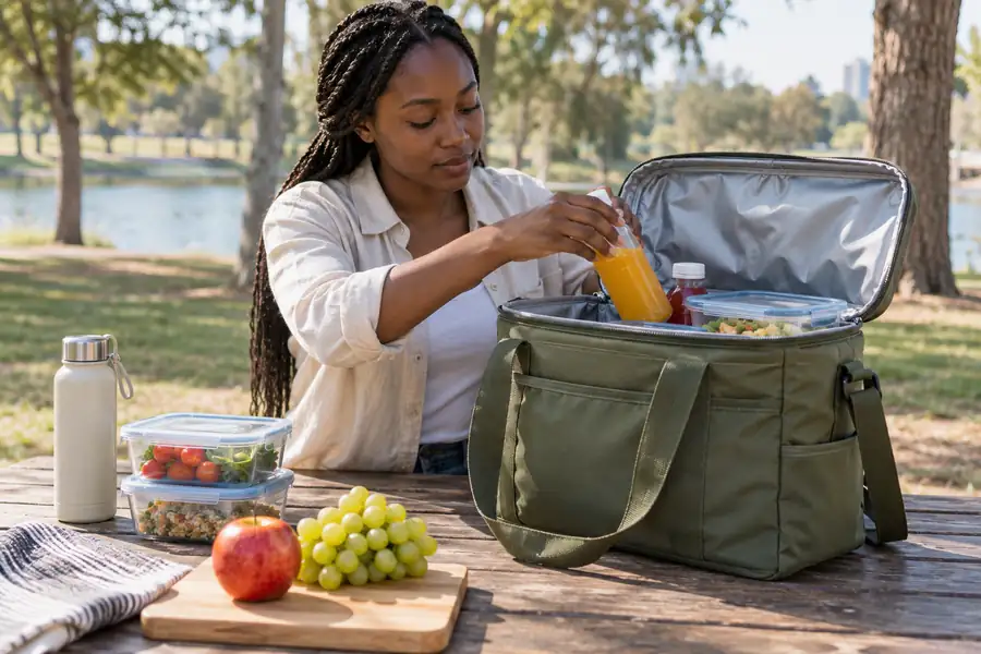 Packing a soft cooler bag for outdoor use