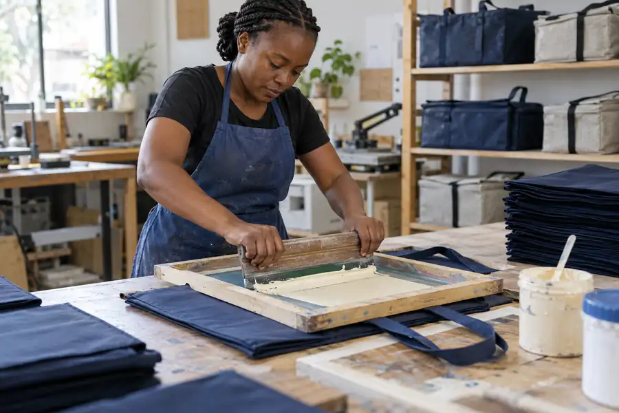 Screen printing a thermal bag panel