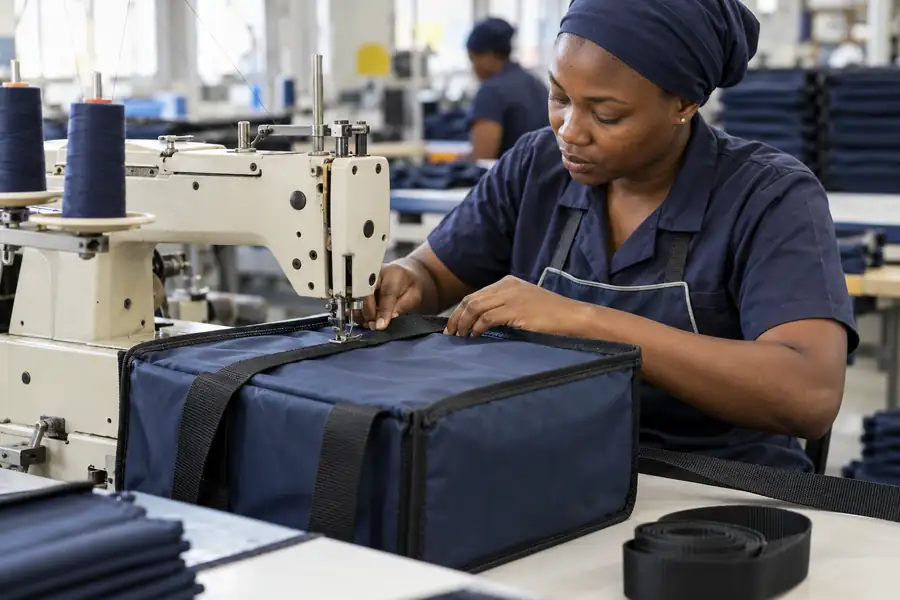 Machinist stitching reinforced thermal bag seams