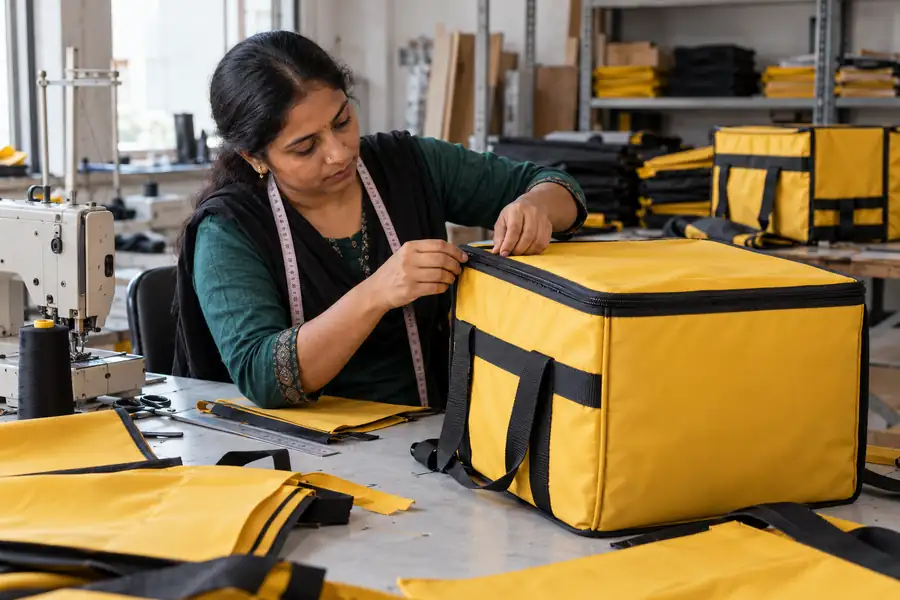 Fitting a zipper to a thermal delivery bag