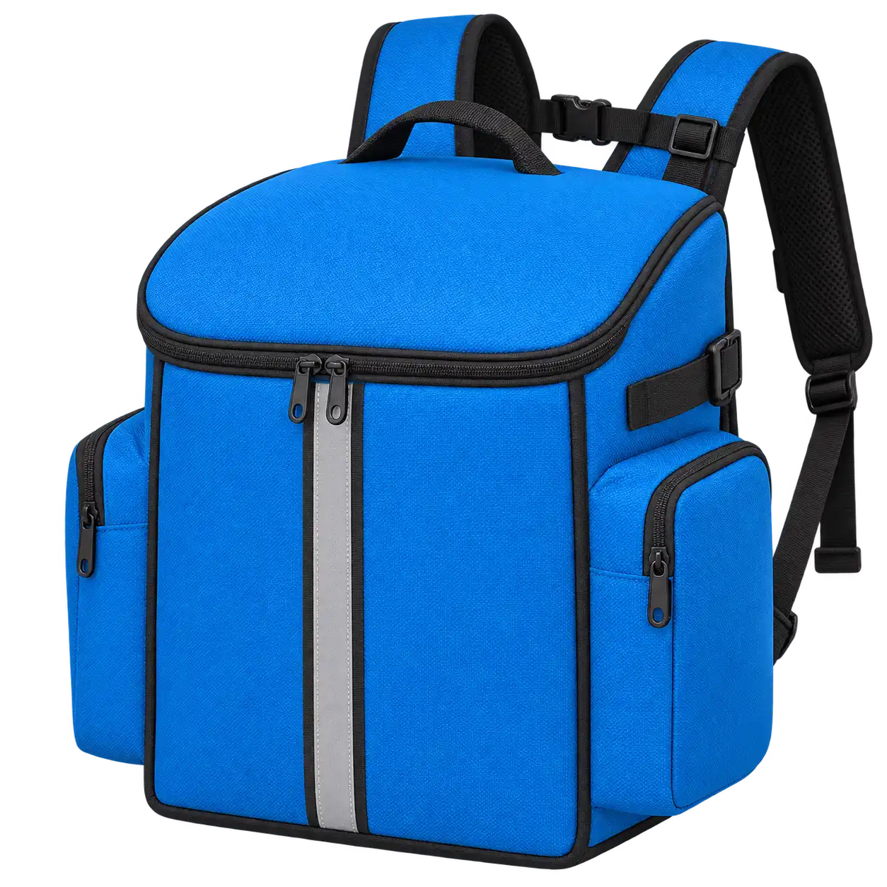 Bright Azure Blue D600 Oxford Insulated Rider Delivery Bag — As illustrated; custom strap colours available