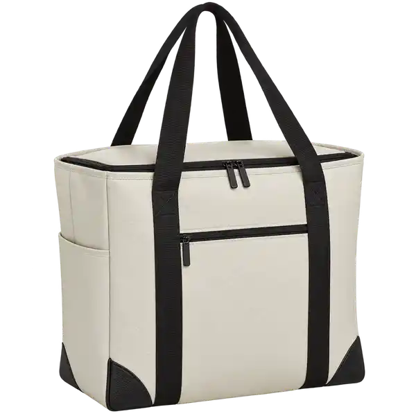 Ivory Faux Leather Thermal Cooler Bag