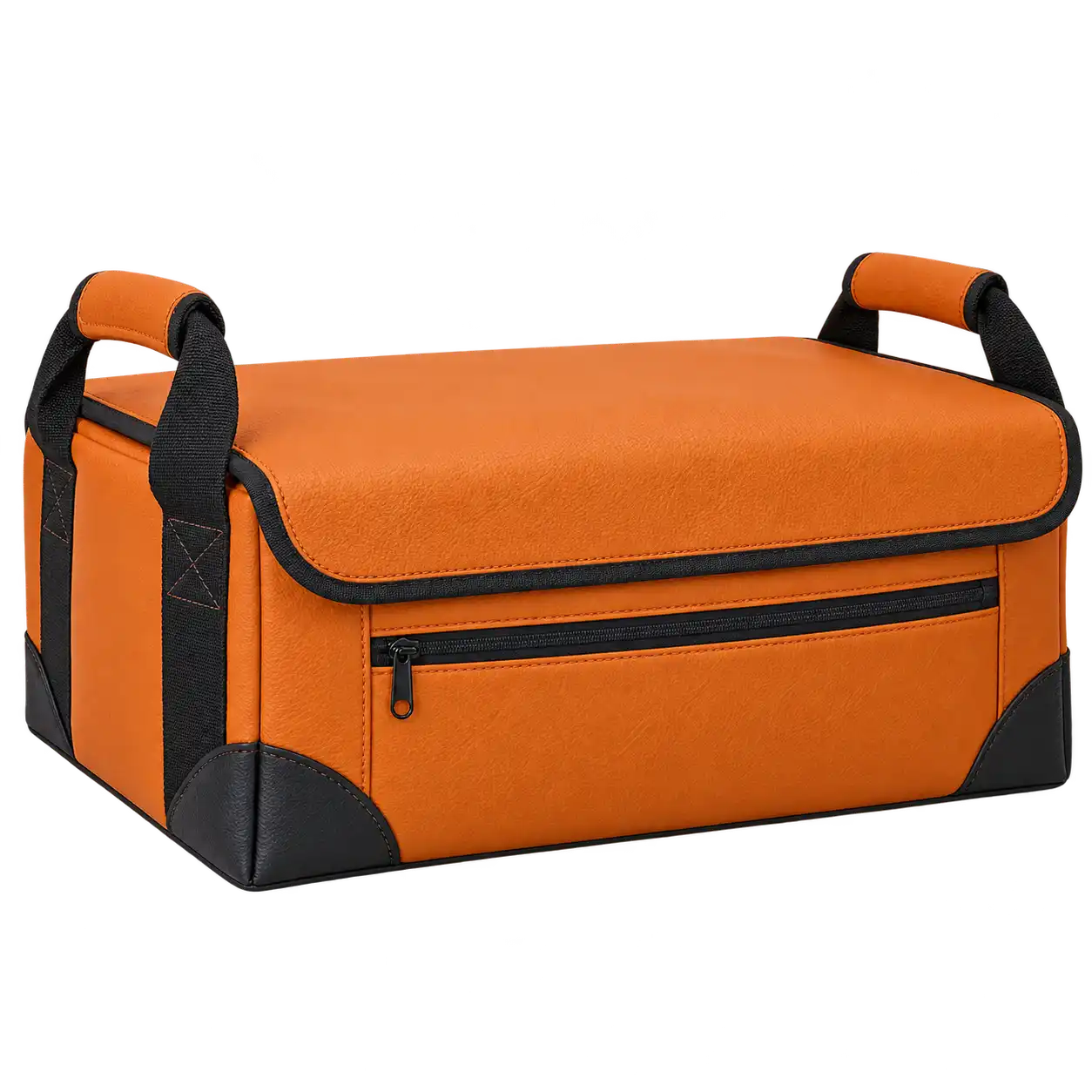 Orange Faux Leather Thermal Food Delivery Bag — As illustrated; custom strap colours available