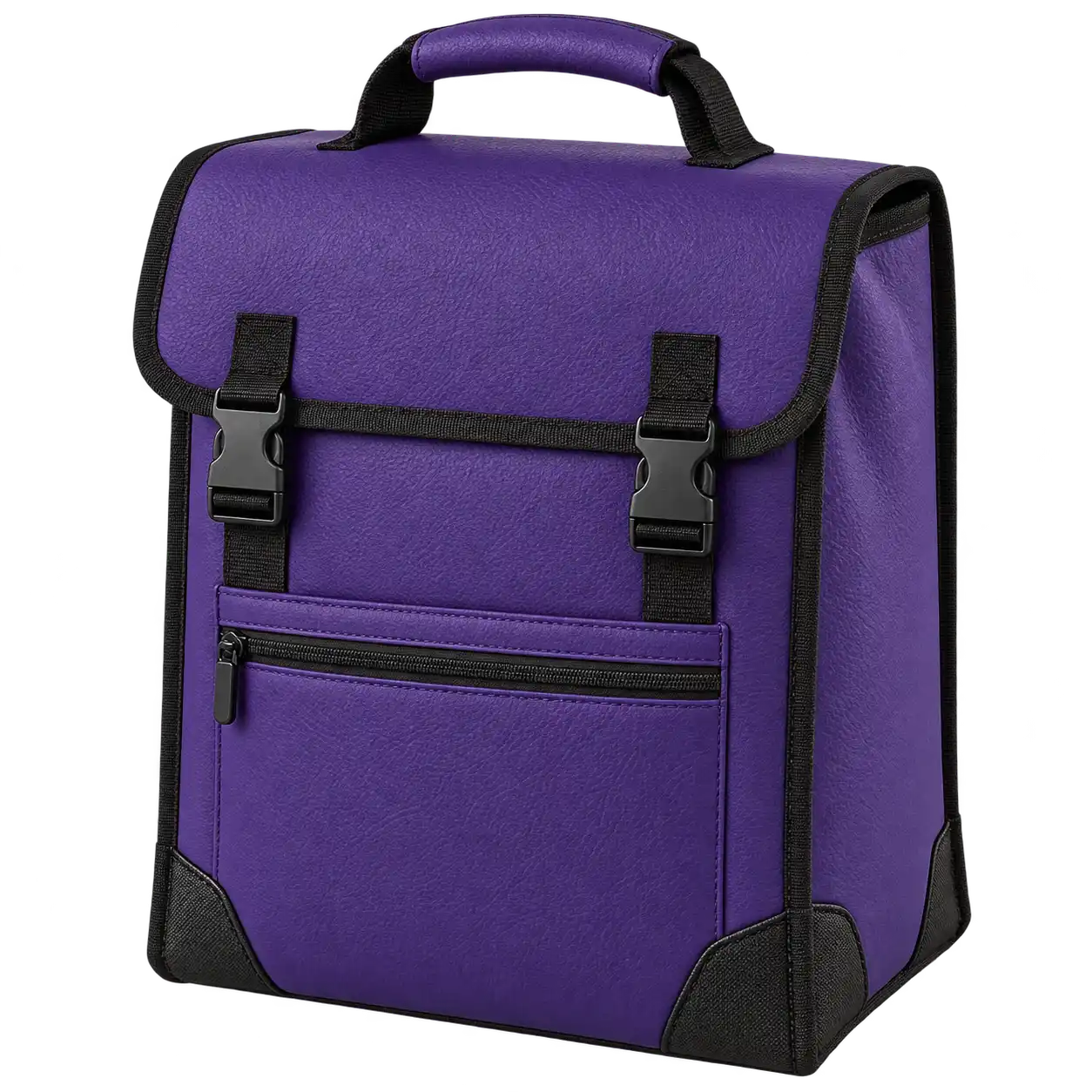 Purple Faux Leather Thermal Burger Delivery Bag — As illustrated; custom strap colours available