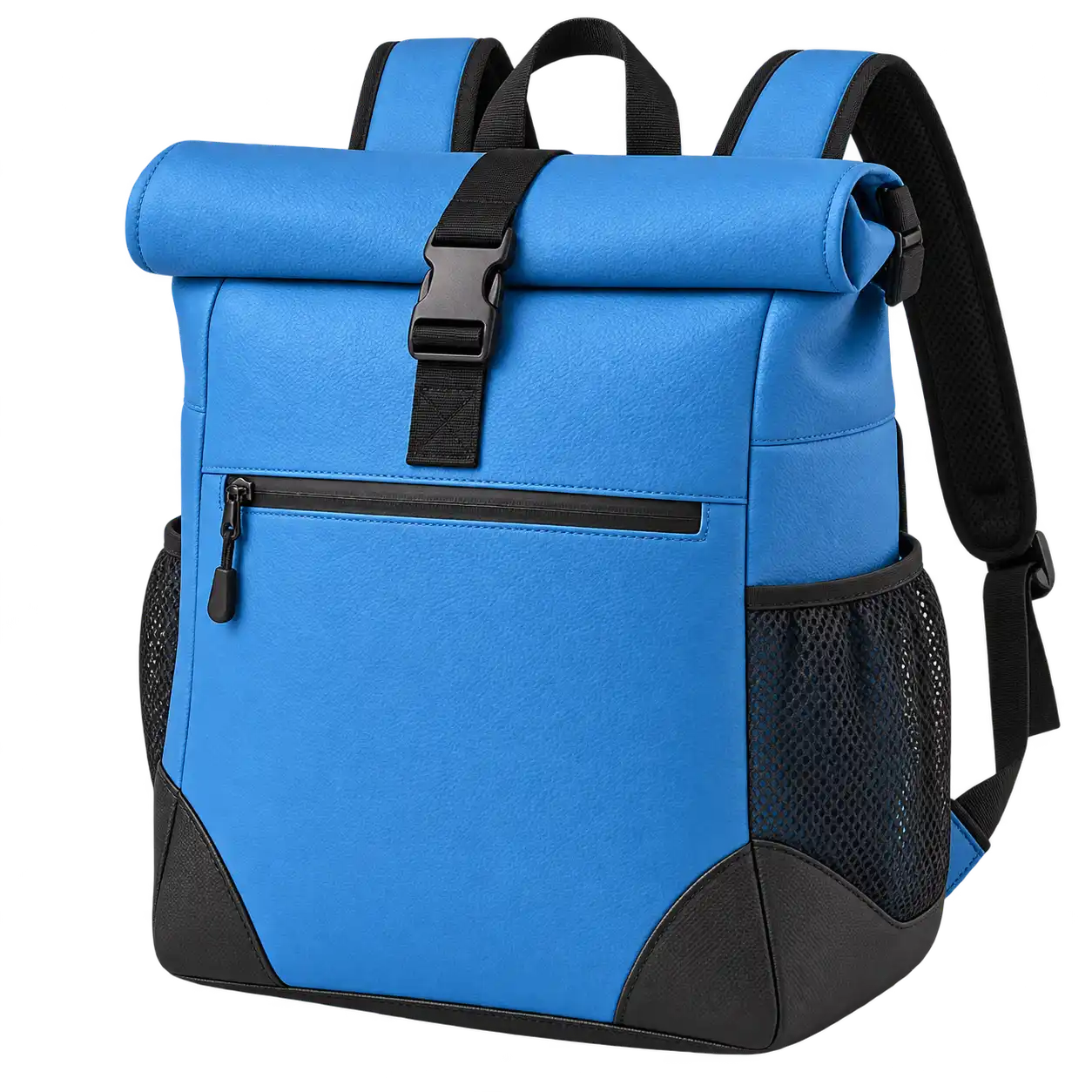 Sky Blue Faux Leather Thermal Cooler Bag — As illustrated; custom strap colours available