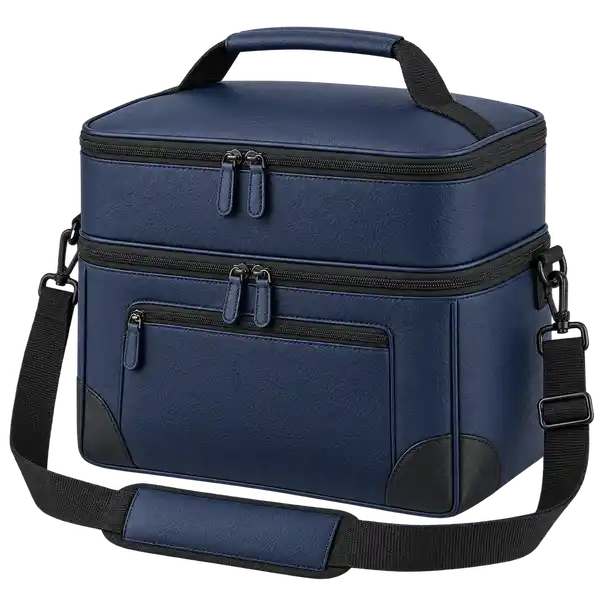 Navy Faux Leather Thermal Food Delivery Bag