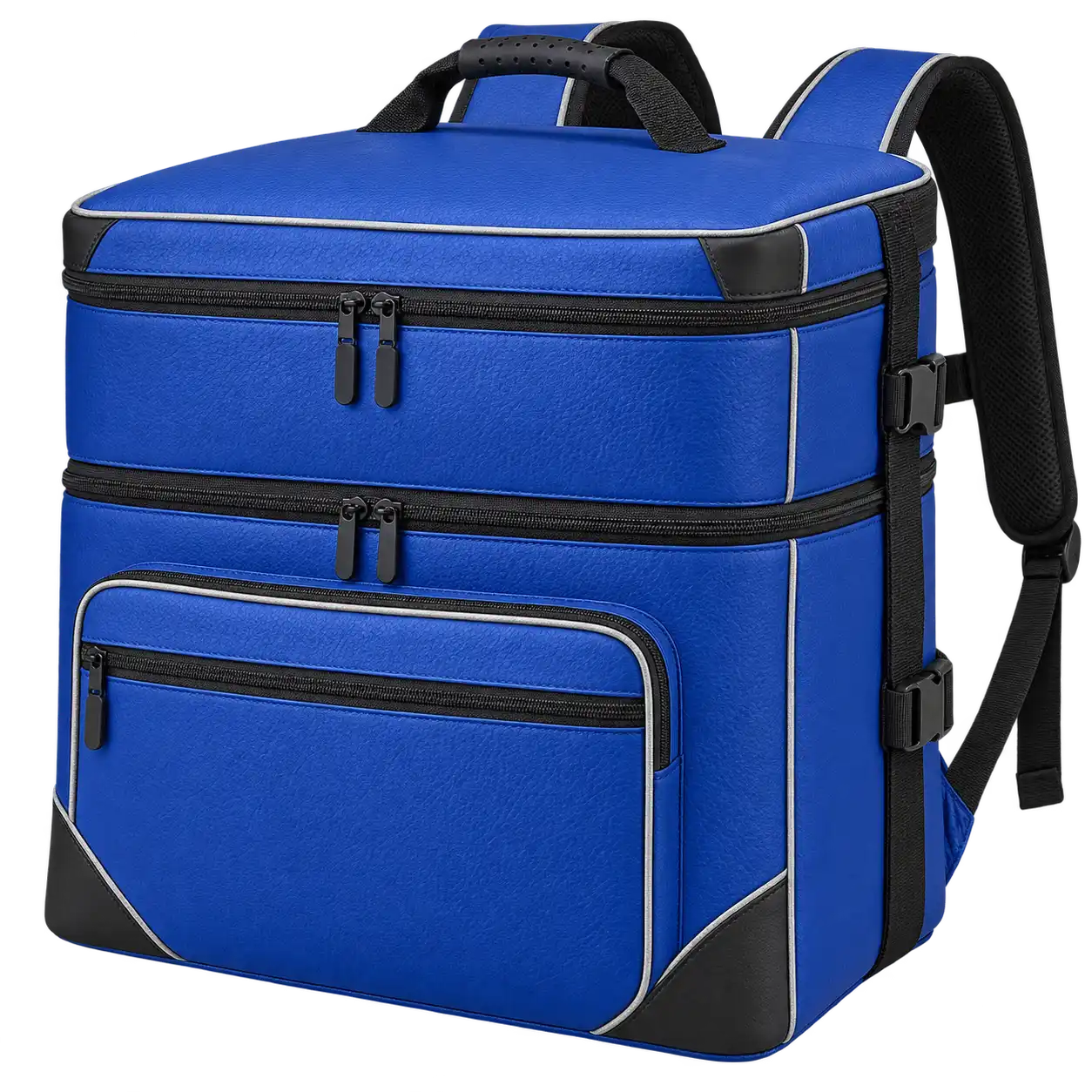Royal Blue Faux Leather Insulated Rider Delivery Bag — As illustrated; custom strap colours available