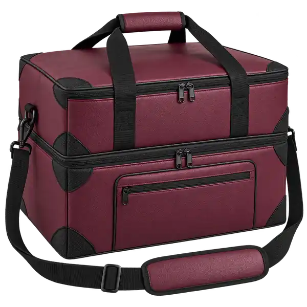 Burgundy Faux Leather Thermal Pizza Delivery Bag