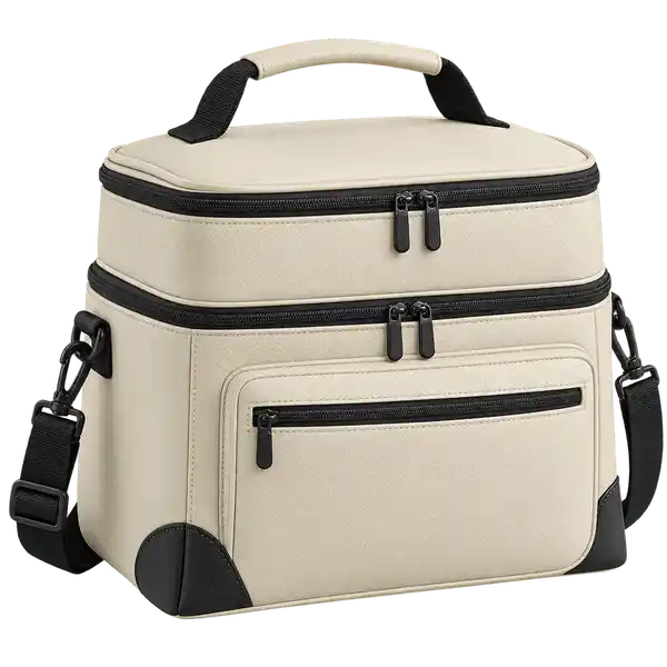 Pale Cream Faux Leather Thermal Cooler Bag