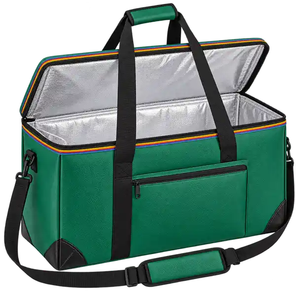 Green Faux Leather Thermal Food Delivery Bag