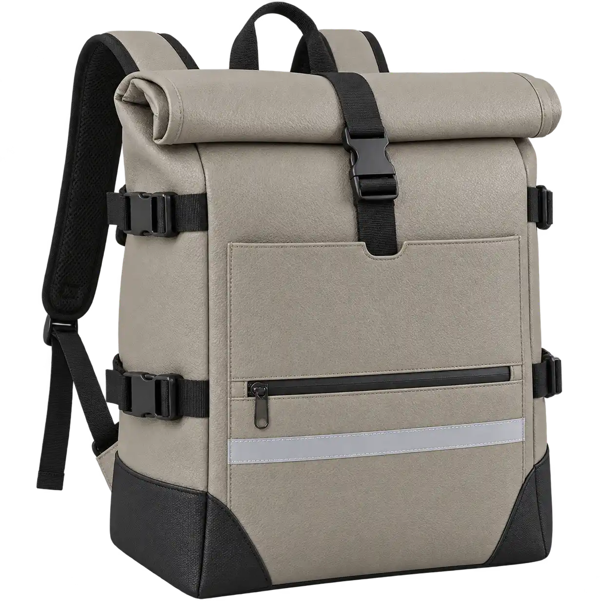 Warm Grey Faux Leather Insulated Rider Delivery Bag — As illustrated; custom strap colours available