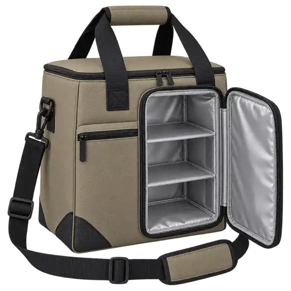 Olive Taupe Faux Leather Thermal Food Delivery Bag