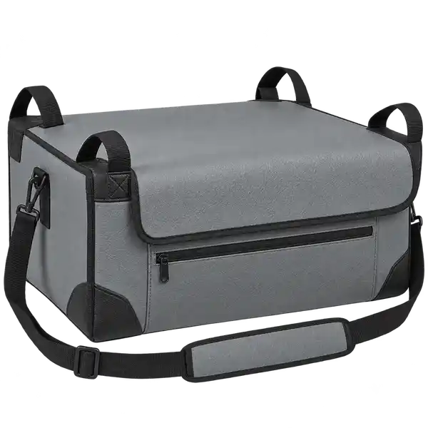 Medium Grey Faux Leather Thermal Pizza Delivery Bag