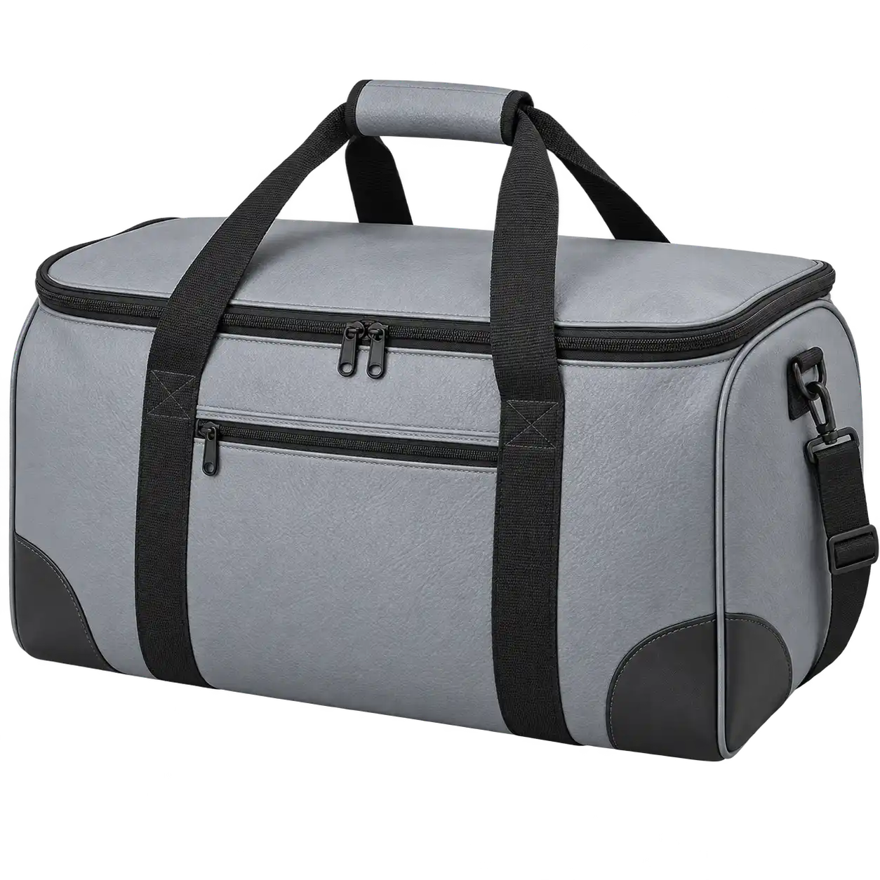 Silver Grey Faux Leather Thermal Food Delivery Bag — As illustrated; custom strap colours available
