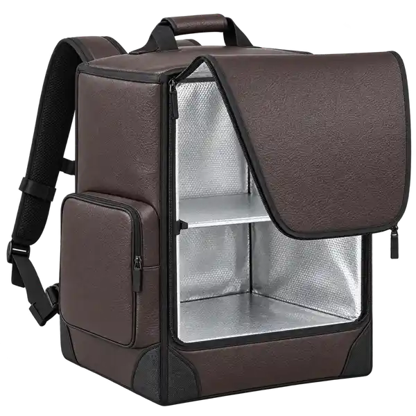 Dark Chocolate Faux Leather Insulated Rider Delivery Bag