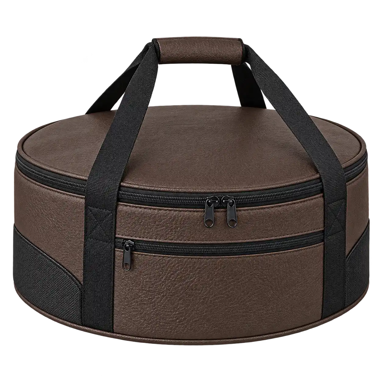 Mocha Brown Faux Leather Thermal Pizza Delivery Bag — As illustrated; custom strap colours available