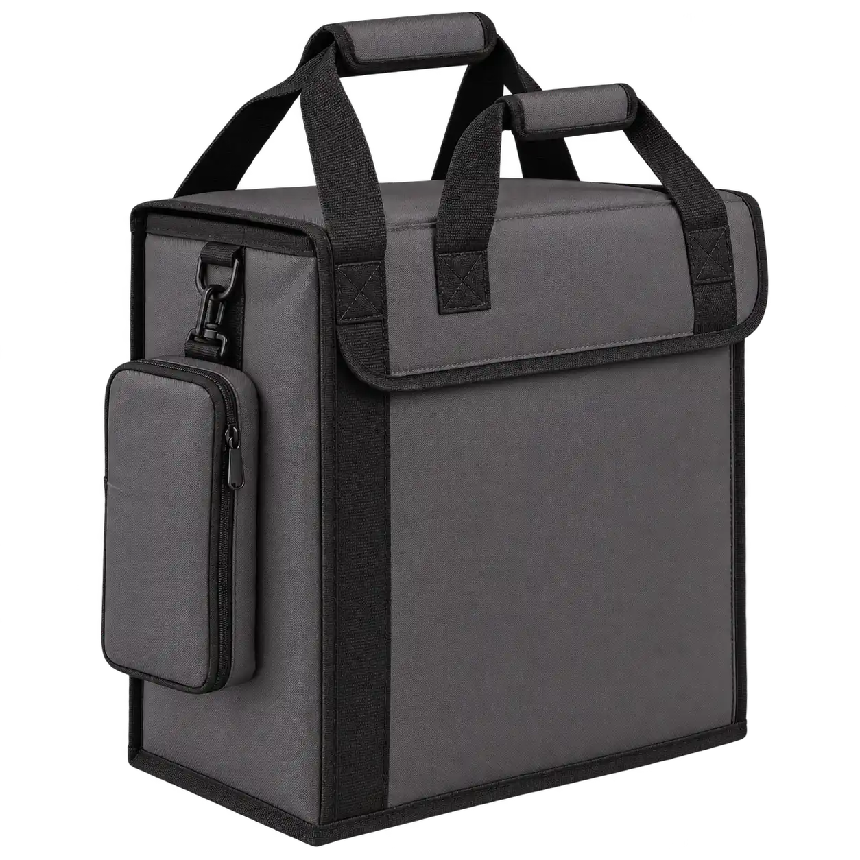 Dark Grey Oxford Taffeta Thermal Food Delivery Bag — As illustrated; custom strap colours available