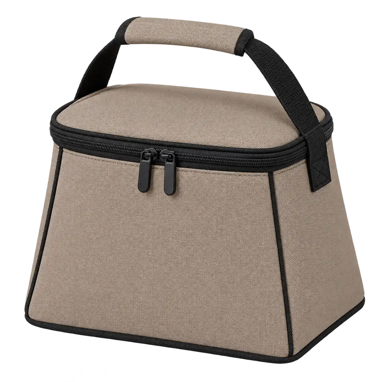 Mushroom Taupe Polyester Thermal Cooler Bag — As illustrated; custom strap colours available