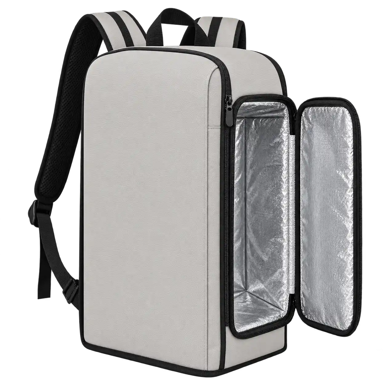 Pale Silver Grey Polyester Insulated Rider Delivery Bag — As illustrated; custom strap colours available