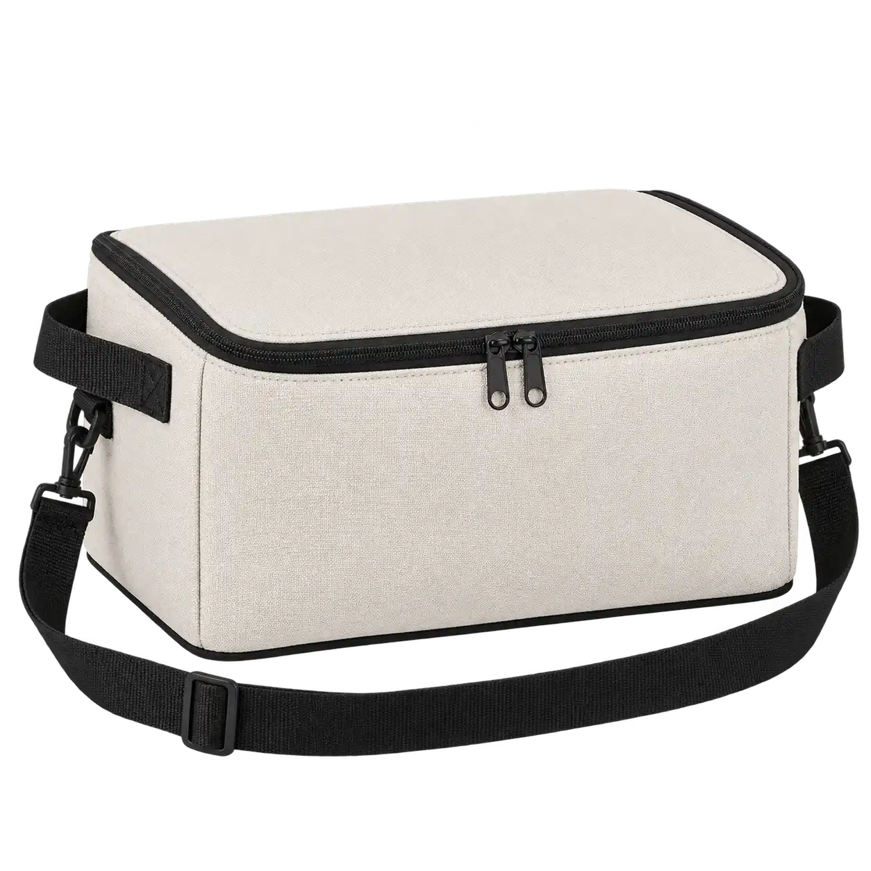 Warm Off-White Polyester Thermal Cooler Bag — As illustrated; custom strap colours available