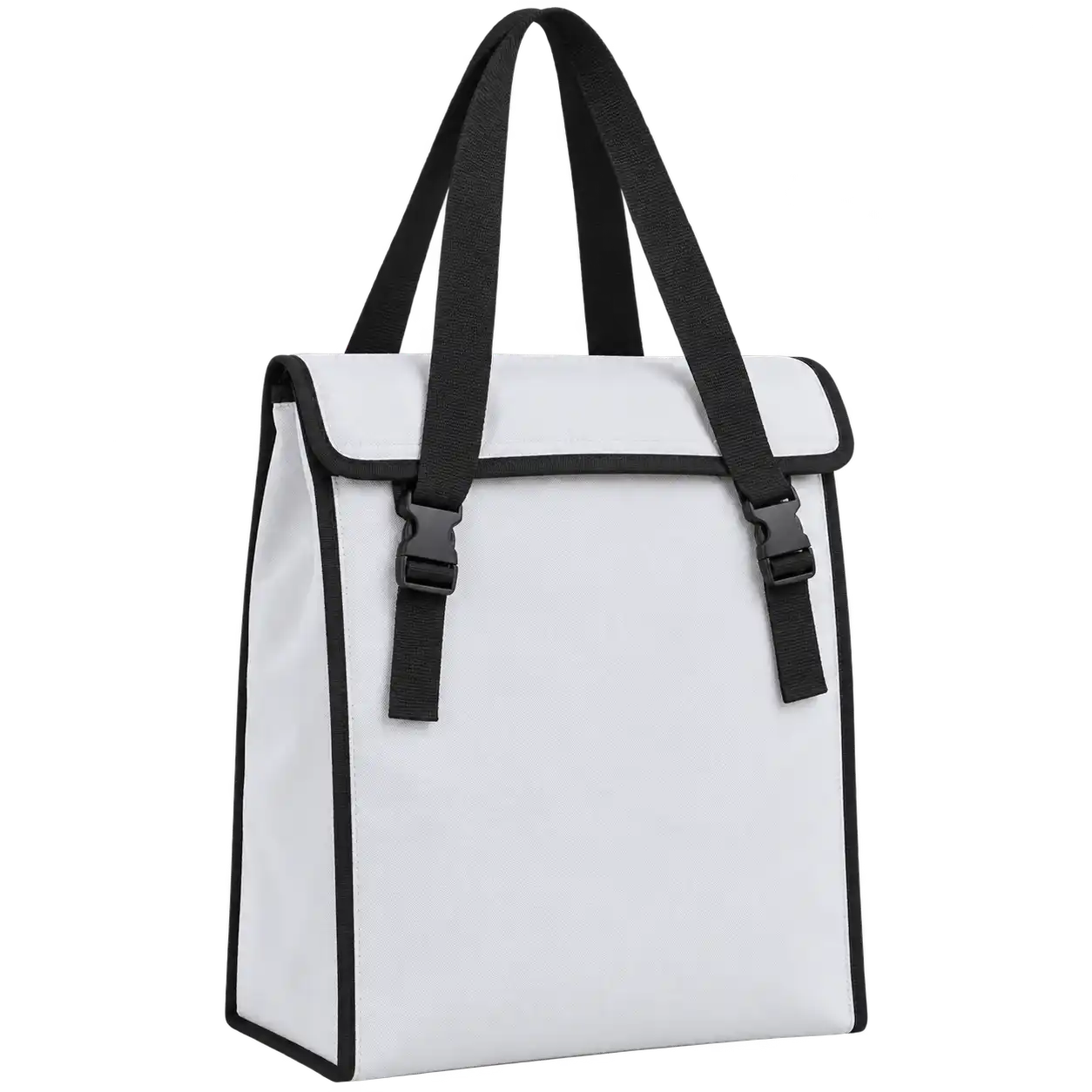Cool White Polyester Thermal Food Delivery Bag — As illustrated; custom strap colours available