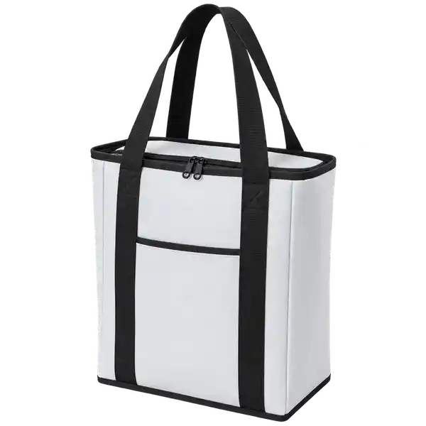 Silver White Polyester Thermal Cooler Bag