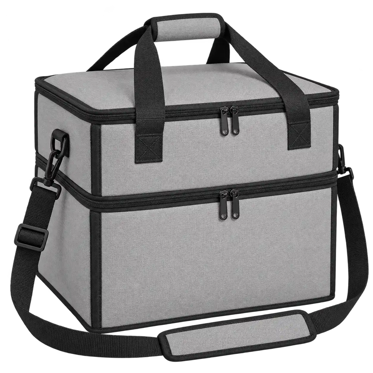 Light Stone Grey Polyester Thermal Pizza Delivery Bag — As illustrated; custom strap colours available