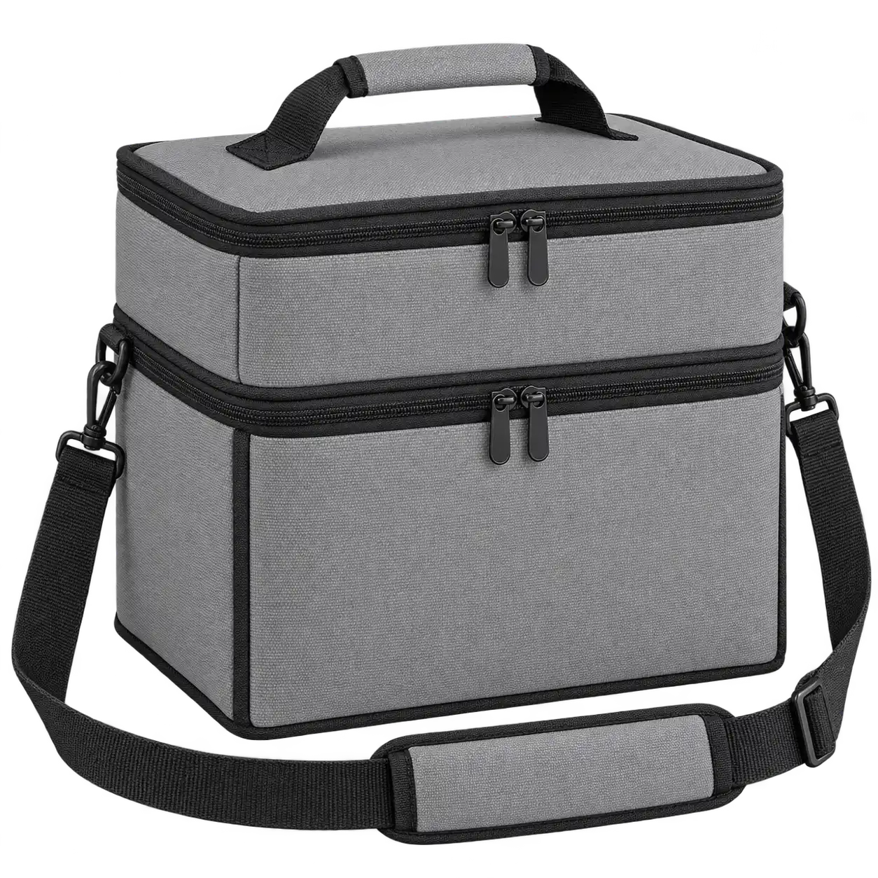 Warm Medium Grey Polyester Thermal Burger Delivery Bag — As illustrated; custom strap colours available