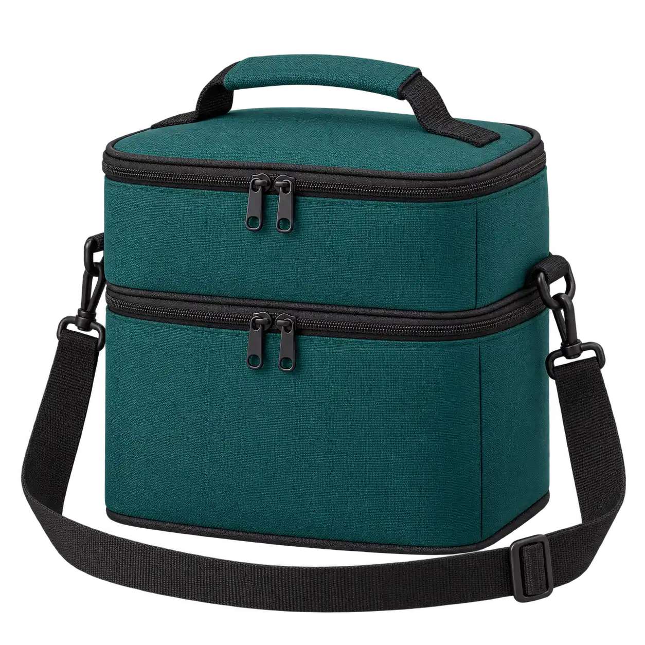 Deep Teal Polyester Thermal Food Delivery Bag — As illustrated; custom strap colours available