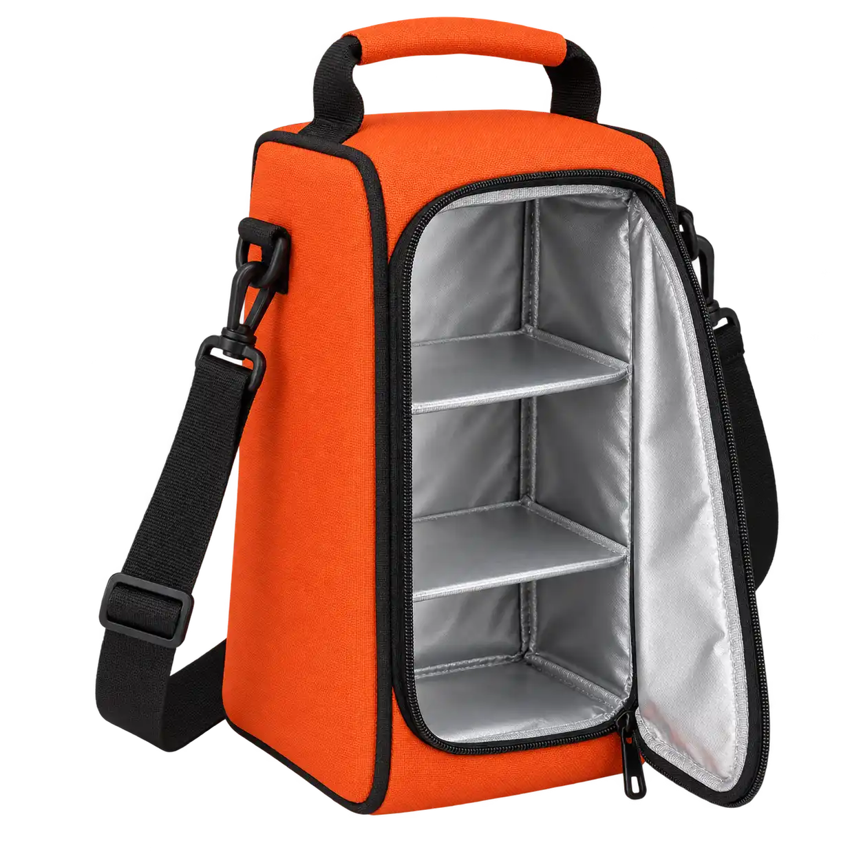 Bright Orange Polyester Thermal Food Delivery Bag — As illustrated; custom strap colours available