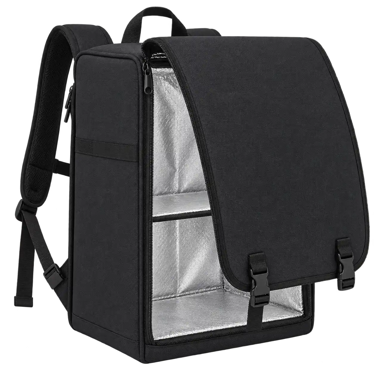 Black Polyester Insulated Rider Delivery Bag — As illustrated; custom strap colours available