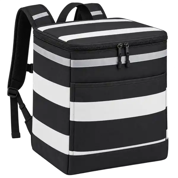 Black And White Broad Stripes Polyspun Canvas Insulated Rider Delivery Bag