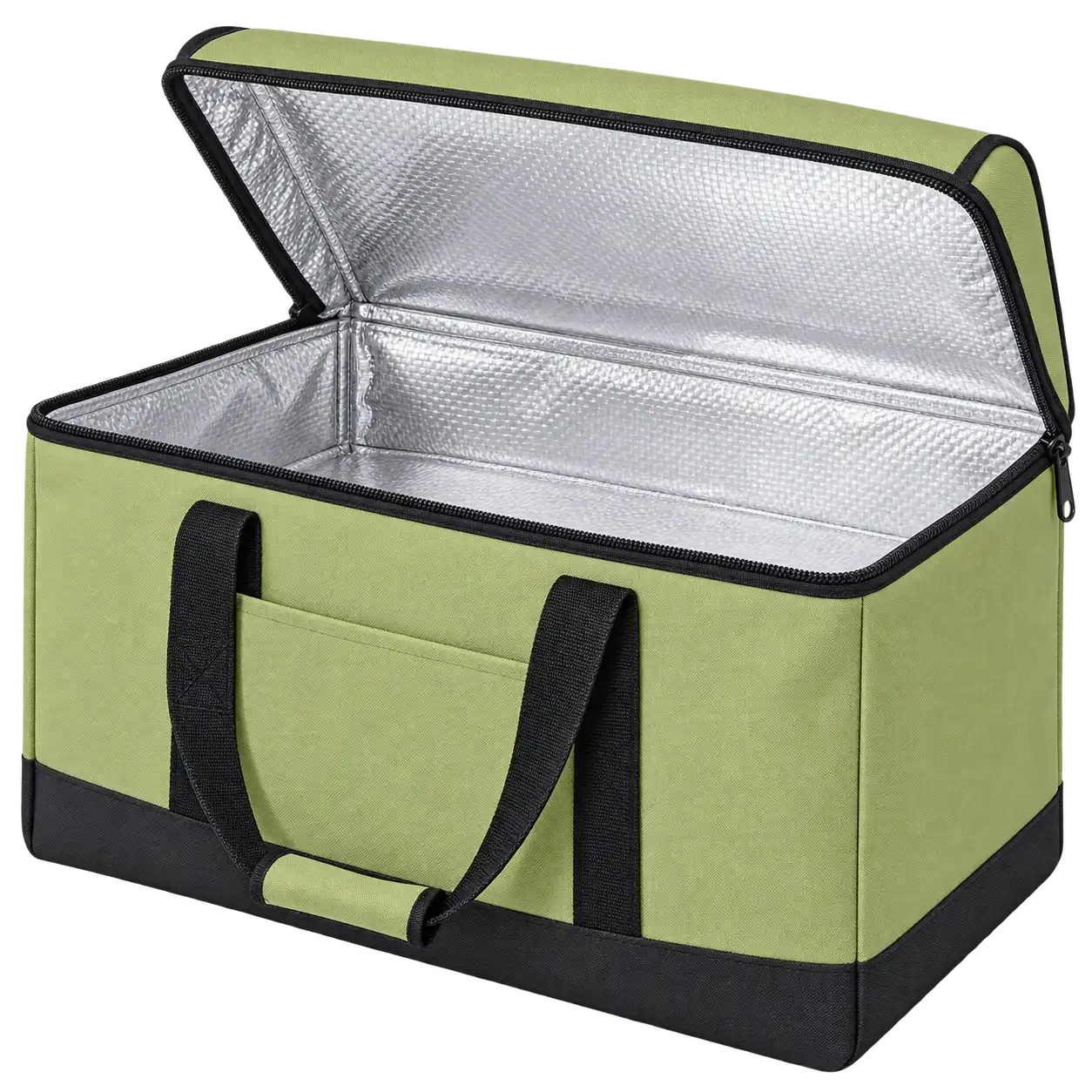 Pale Olive Green Polyspun Canvas Thermal Pizza Delivery Bag — As illustrated; custom strap colours available