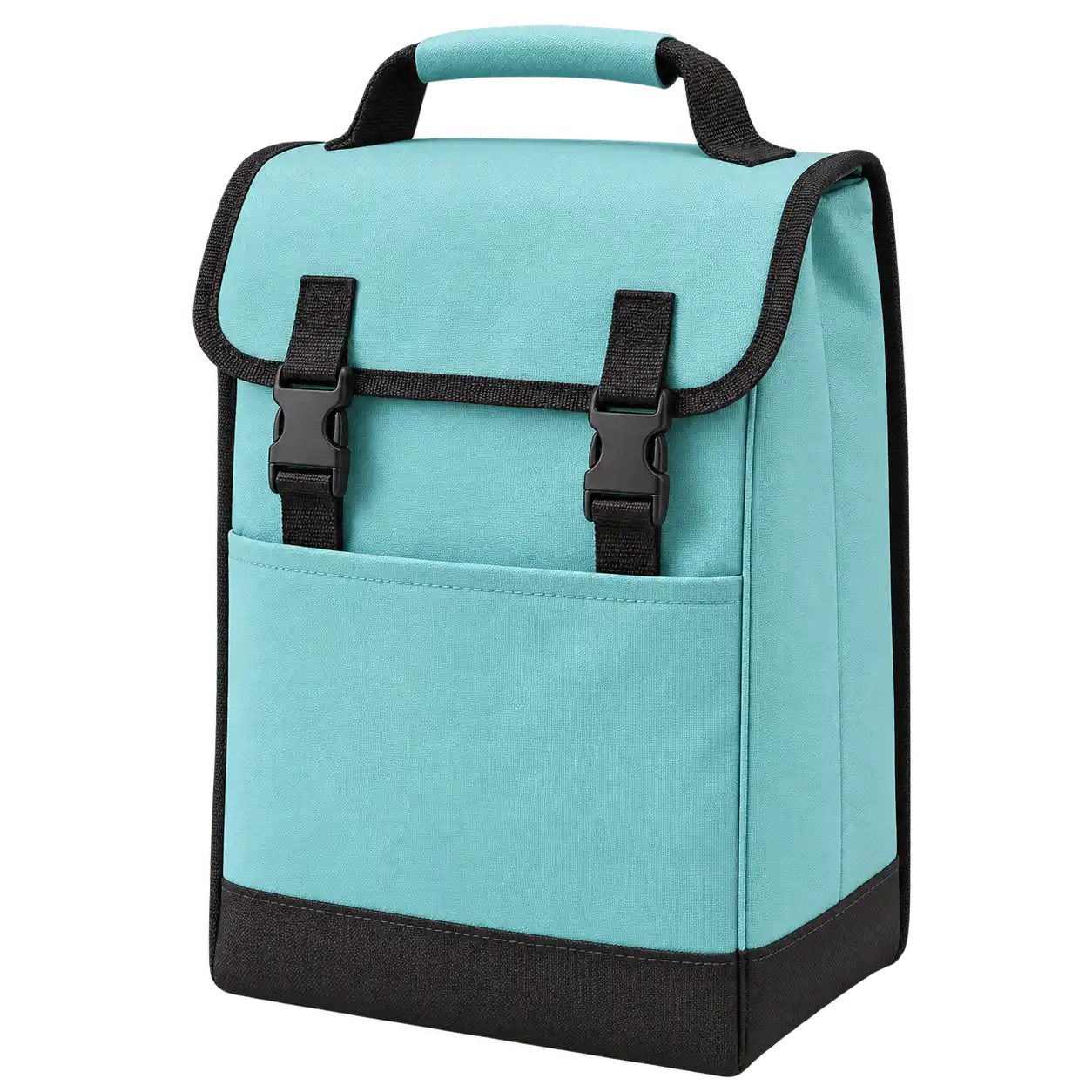 Pale Aqua Polyspun Canvas Thermal Burger Delivery Bag — As illustrated; custom strap colours available