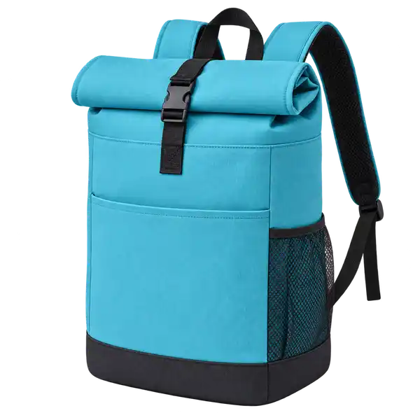 Turquoise Blue Polyspun Canvas Thermal Cooler Bag