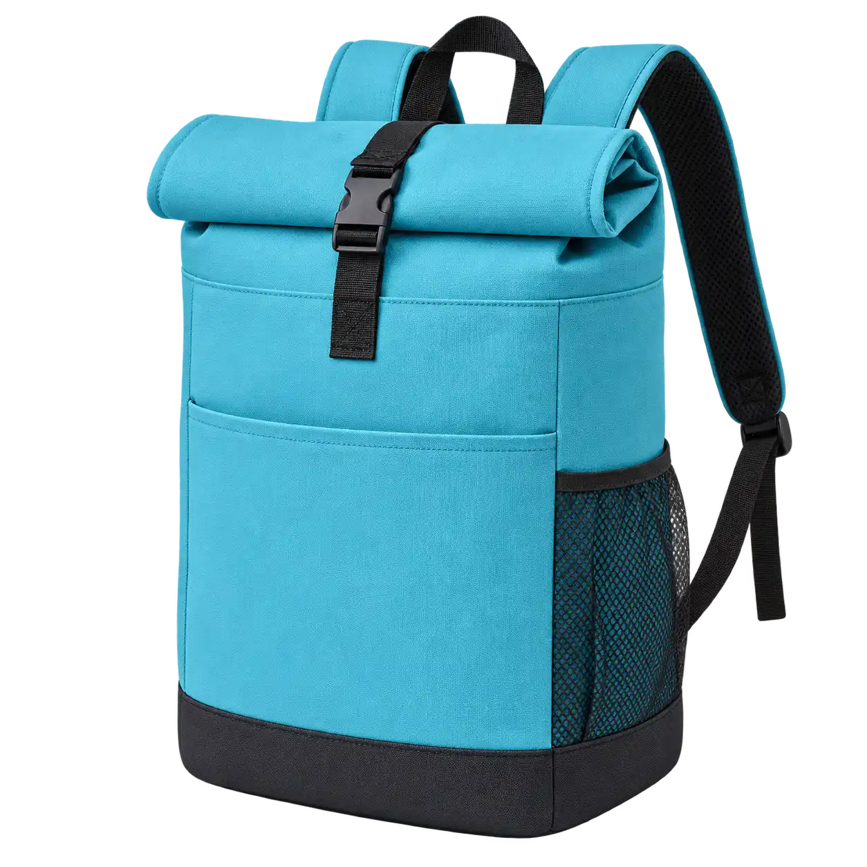 Turquoise Blue Polyspun Canvas Thermal Cooler Bag — As illustrated; custom strap colours available